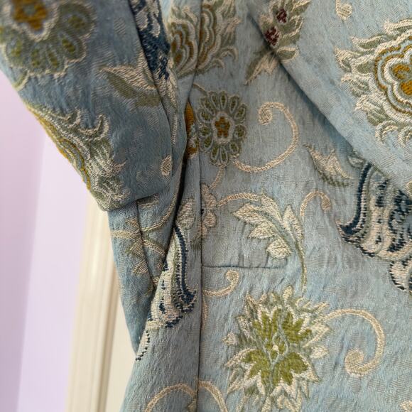 CAbi Guinevere Floral Jacquard Tapestry Longline Belted Coat Size 6 Blue Green - Picture 9 of 9